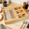 Bamboo Kitchen Drawer Dispenser Wooden Baggie Food Storage Bag Holders Organizer Bamboo Ziplock Bag Storage Organizer