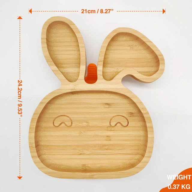 Hot Sells Weaning Natural Bamboo Baby Plate With Soft Silicone Spoons for Baby