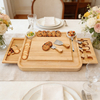 Popular Bamboo Square Charcuterie Boards Knife Set Kitchen Serving Platter Cheese Board Accessories Laser Engraved Non-Toxic