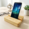 Premium Bamboo Phone Stand, Customizable Engraved Wooden Phone Holder for Office Desk & Home Use