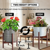 In Stock Mid Century Acacia Wood Plant Stand Varinsh Finished Indoor Planter Holder with Pot Set