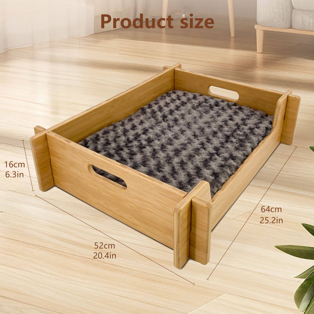 Indoor Cat Bed Natural Wooden Cat Sleeping Bed with Soft Pad Floor Stand Hammock Sofa Luxury Gift for Pet Lovers