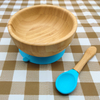 Easy Feed Baby Suction Bowl and Spoon Set, Stay Put Feeding Bowl, Natural Bamboo