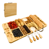 Portable Foldable Bamboo Cheese Board Set Laser Logo Includes Charcuterie Knife for Serving Charcuterie Board for Picnics Travel