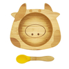 Bamboo Baby Bowl Cow Shape Feeding Bowl with Silicone Suction Plate Bamboo Fiber Bowl