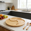 Bamboo Baby Plate Round Shapes Eco-friendly Dinner Tableware Feeding Wood Bamboo Baby Plate for Kids