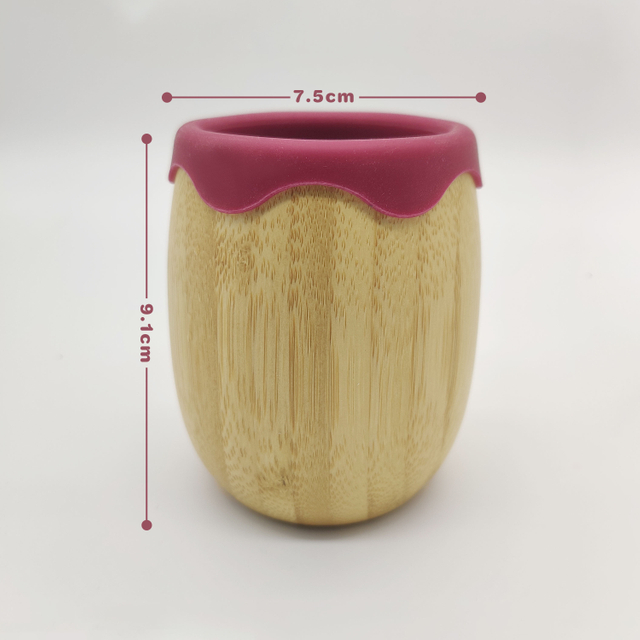 Hot Sale Environmentally Friendly Baby Anti-fall Bamboo Open Cup with pink Silicone Cup Mouth