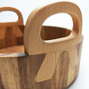 Hot Selling Wholesale Acacia Wood Square Breakfast Serving Tray with Handles Non-slip Wooden Food Serving Tray