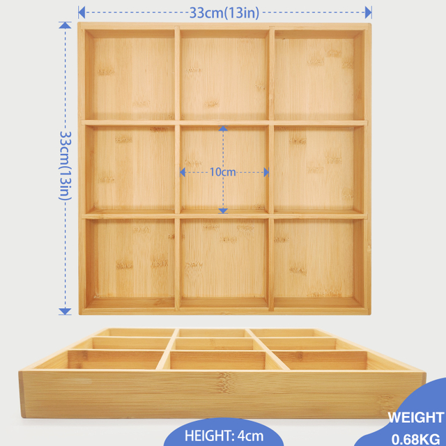 Wholesale Degradable Divided Lattice Wood Nut Tray Household Snacks Candy Tray Bamboo Dry Fruit Tray Storage Box