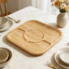 OEM&ODM Customized Bamboo Food Tray Bamboo Divider Plate for Kids Children's Bowl