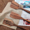 Wood Spatula Set Engraved Wooden Non-Stick Pan Long Handle Kitchen Utensils Soup Spoon Cooking Utensils Promotion Custom Logo