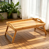 Bamboo Foldable Breakfast Bed Tray Table Legs Portable Food Serving Snack Tray for Eating Working-Dishes Plates