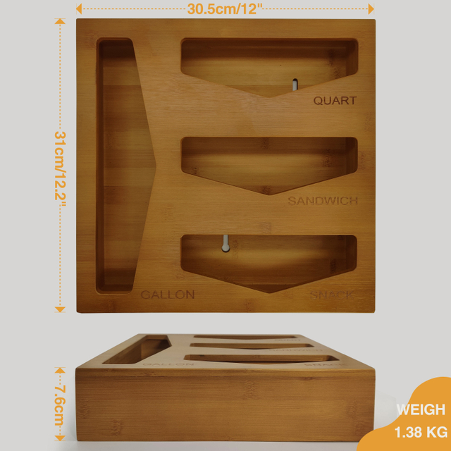 Durable Square Bamboo Food Storage Container with Lacquer Finish Drawer Storage Box