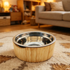Premium Raised Bamboo Pet Feeder with Stainless Steel Cat and Dog Bowls for Hygiene and Comfort