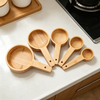 Premium 5-Piece Bamboo Measuring Spoon Set, Natural Bamboo Measuring Cups for Baking, Cooking & Kitchen Prep
