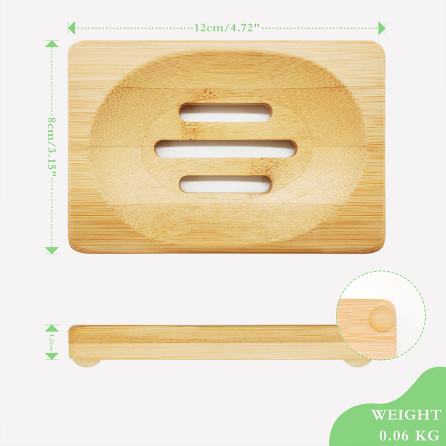 Natural Bamboo Wood Eco-Friendly Durable Modern Stand Soap Dish Holder Bathroom Soap Tray Shower Holder