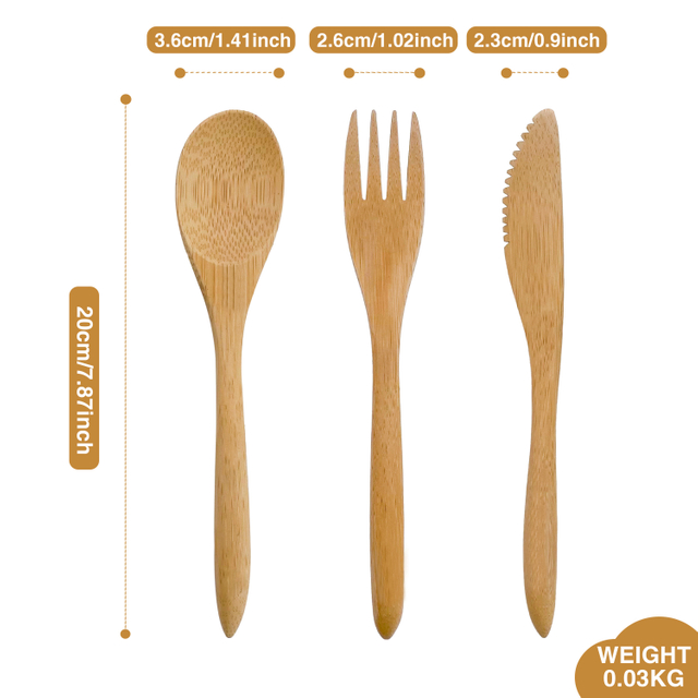 Factory Direct Biodegradable Durable Bamboo Flatware Sets Sustainable Eco-Friendly American Style Laser Logo Parties Weddings