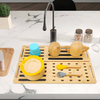 Bamboo Foldable Eco-Friendly Dish Rack Dish Drying Mat for Kitchen & Bathroom Counters Water Absorbing Instant Dry Sink Rack