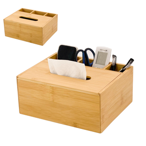 Bamboo Rectangular Office Organizer Multifunction Tissue Box Cover Dresser Makeup Holder Storage Boxes Bins American Style