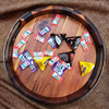 Wholesale and Custom-Made Large and Small Retro Brown Round Walnut Wood Entryway Storage Trays with Handles