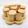 8-Jar Bamboo Wooden Rack with 360 Rotatable Serving Spoons Spice Jars and Laser Logo Functional Multifunction Design