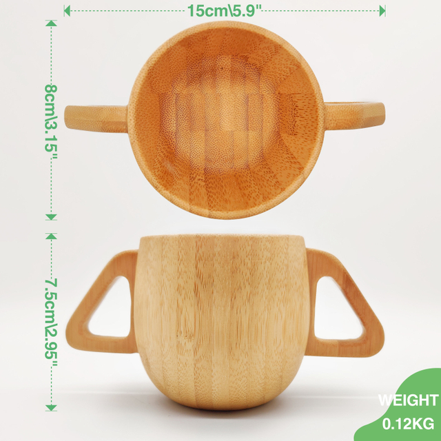 Factory Wholesale Bamboo Fiber Children's Double Ear Cup Eco-Friendly Reusable Baby Drink Cup