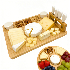Unique Natural Christmas Holiday Gift Knife Ceramic Dish Serving Tray Bamboo Cutting Cheese Board Chacuterie Board Cheese Tools