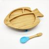 Cartoon Baby Tableware Eco-Friend Does Not Contain BPA Fish Bamboo Baby Plate & Spoon