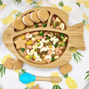 Cartoon Baby Tableware Eco-Friend Does Not Contain BPA Fish Bamboo Baby Plate & Spoon