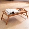 Luxury Single-Tier Bamboo Folding Leg Breakfast Tray with Handles Classic Design for Serving Food on Sofa or in Kitchen