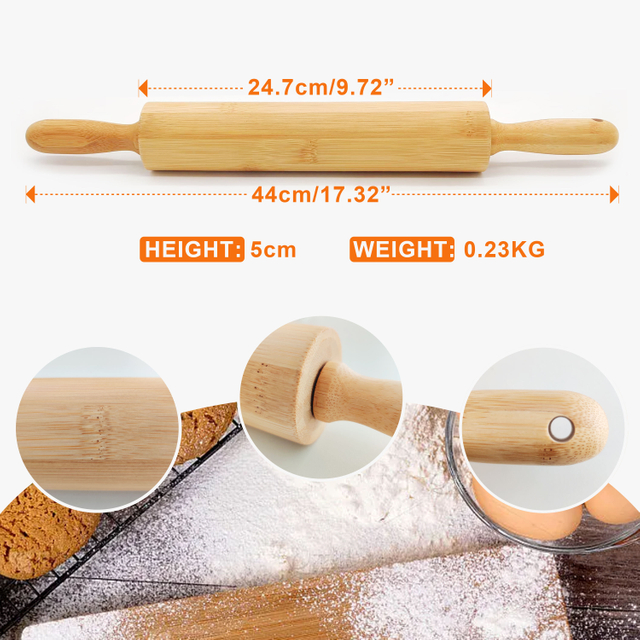 Non-Stick Wood Roller Rolling Pin with Pastry Board Laser Logo Household Baking & Cooking Tools