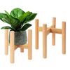 Modern Adjustable Bamboo Eco-Friendly Durable Natural Color Plant Pot Rack Indoor Outdoor Garden Stand for Home Use