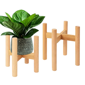 Modern Adjustable Bamboo Eco-Friendly Durable Natural Color Plant Pot Rack Indoor Outdoor Garden Stand for Home Use