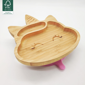Bamboo Plate and Silicone Suction Bowl Set Kids Dining Baby Plate with Unique Bamboo and Silicone Material