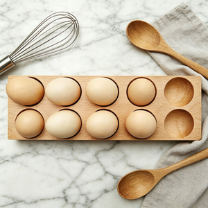 Wooden Double Row Egg Storage Box Home Organizer Rack Eggs Refrigerator Holder Kitchen Fresh Keeping Accessories
