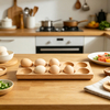 Wooden Double Row Egg Storage Box Home Organizer Rack Eggs Refrigerator Holder Kitchen Fresh Keeping Accessories
