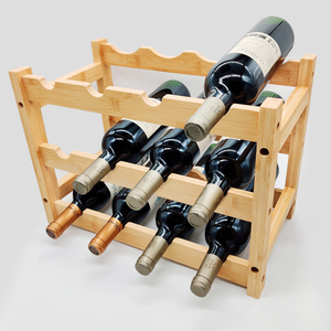 3 Tier Bamboo Water Bottle Storage Organizer, Wooden Stackable Wine Storage Rack Shelf Bamboo Wine Rack