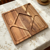 Eco-Friendly Acacia Wood Divided Tray, Stylish Square Wooden Platter for Home, Cafe & Restaurant Use