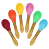 100% Food Grade Custom Logo Kitchen Spoon Toys Baby Spoon Wooden Silicone Spoon