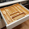 Multifunctional Durable European Style Rectangle Lacquer Bamboo Office Organizer Tray for Silverware and Utensil Cutlery