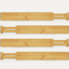 Adjustable Wood Drawer Organizer Set 4 Expendable Bamboo Divider for Kitchen Bedroom Desk & Bathroom Storage Plastic Material