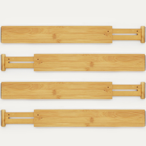 Adjustable Wood Drawer Organizer Set 4 Expendable Bamboo Divider for Kitchen Bedroom Desk & Bathroom Storage Plastic Material
