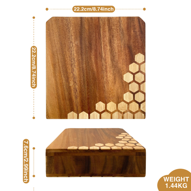 YCZM Honeycomb Decorative Design Eco-Friendly Stocked 5-Piece Storage US Black Walnut Hard Maple Kitchen Knife Holder Customized