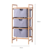 Wholesale Eco-friendly Foldable Clothes 3 Tier Bamboo Laundry Hamper Bamboo Laundry Basket with Storage Bag