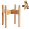 Adjustable Natural Wood Dog Bowl Stand Custom Large Bamboo Feeder Holder for Water Food Elevated Wooden Dog Feeding Home Office