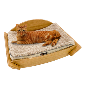 Large Breathable Bamboo U-Shaped Pet Bed for Kittens and Small Dogs with Removable and Washable Cushion for Indoor Outdoor Use