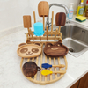 Factory Direct Wholesale Kitchen Countertop Foldable Bamboo Dish Drying Rack for Kitchen Utensils Drain Storage Tool