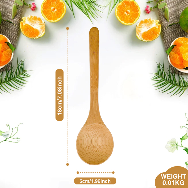 Custom Eco-Friendly Bamboo Tea Spoons with Logo 10ml Capacity Tea Jam Coffee Serving Spoon Scoop
