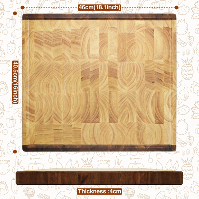 Rubber Wooden Cutting Board End Grain Cutting Board, Butcher Block, Chopping Board - Reversible Multipurpose