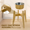 Customizable Indoor and Outdoor 304 Stainless Steel Pet Feeding Bowl with Bamboo Heightened Stand